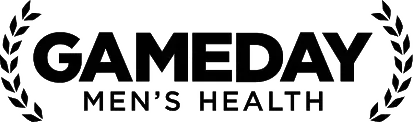 Logo for Gameday Men's Health, featuring bold text with laurel branches on both sides.